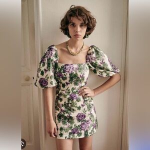 Sezane Alexandra Mini Dress Fleur Violette Floral | NWT Linen cotton